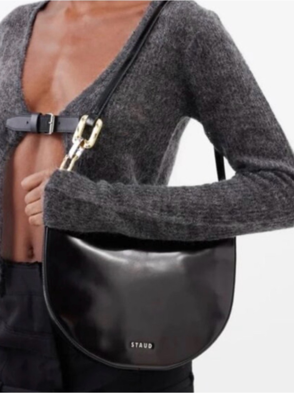 🌙STAUD🌙 NWT “Colt” patent leather shoulder bag with mixed hardware